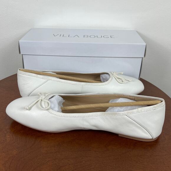 New Villa Rouge Forrest Ballerina Flats in White Leather Women's Size 10 - Picture 6 of 9